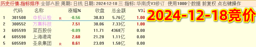 华南虎V3竞价修订版指标