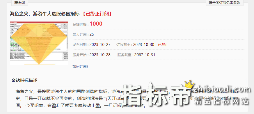 金钻海鱼之火指标