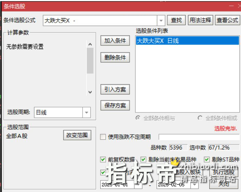 尾盘大跌大买指标
