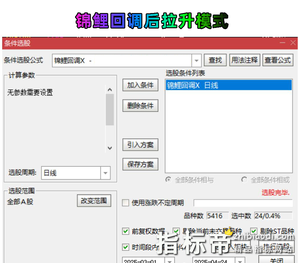 万福锦鲤一进二以及锦鲤回调指标