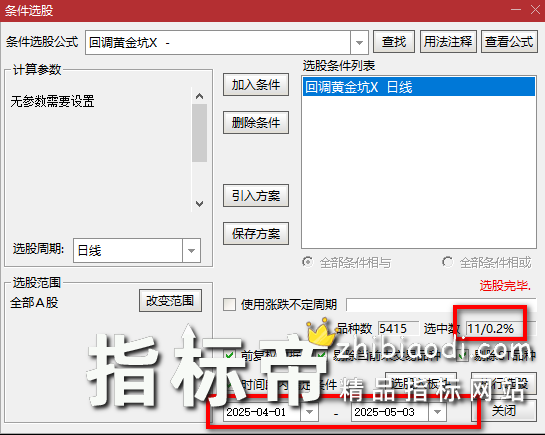 回调黄金坑指标