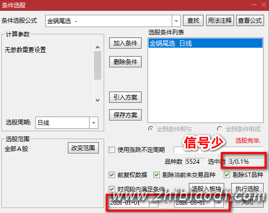 金锅尾指标